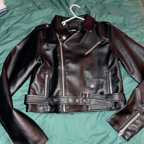 Fashion nova Black Faux Leather Jacket large - Picture 1 of 4